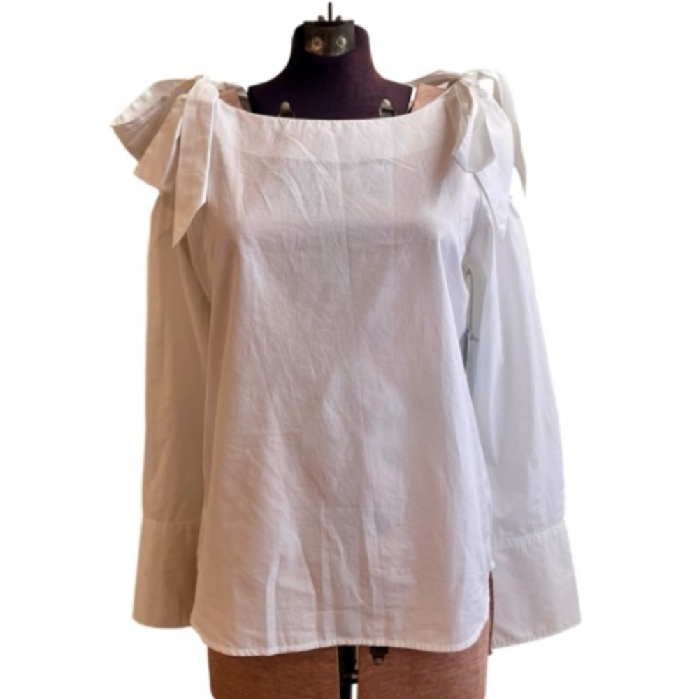 FRAME White Cotton Tie Shoulder Blouse Women’s Small